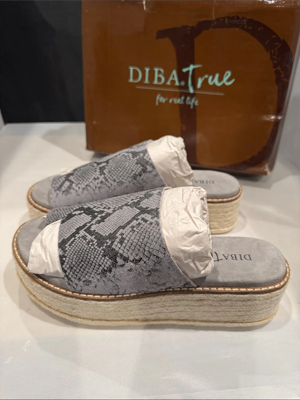 Diba True Gray Demi  Chase Snake-Print Platform Slide